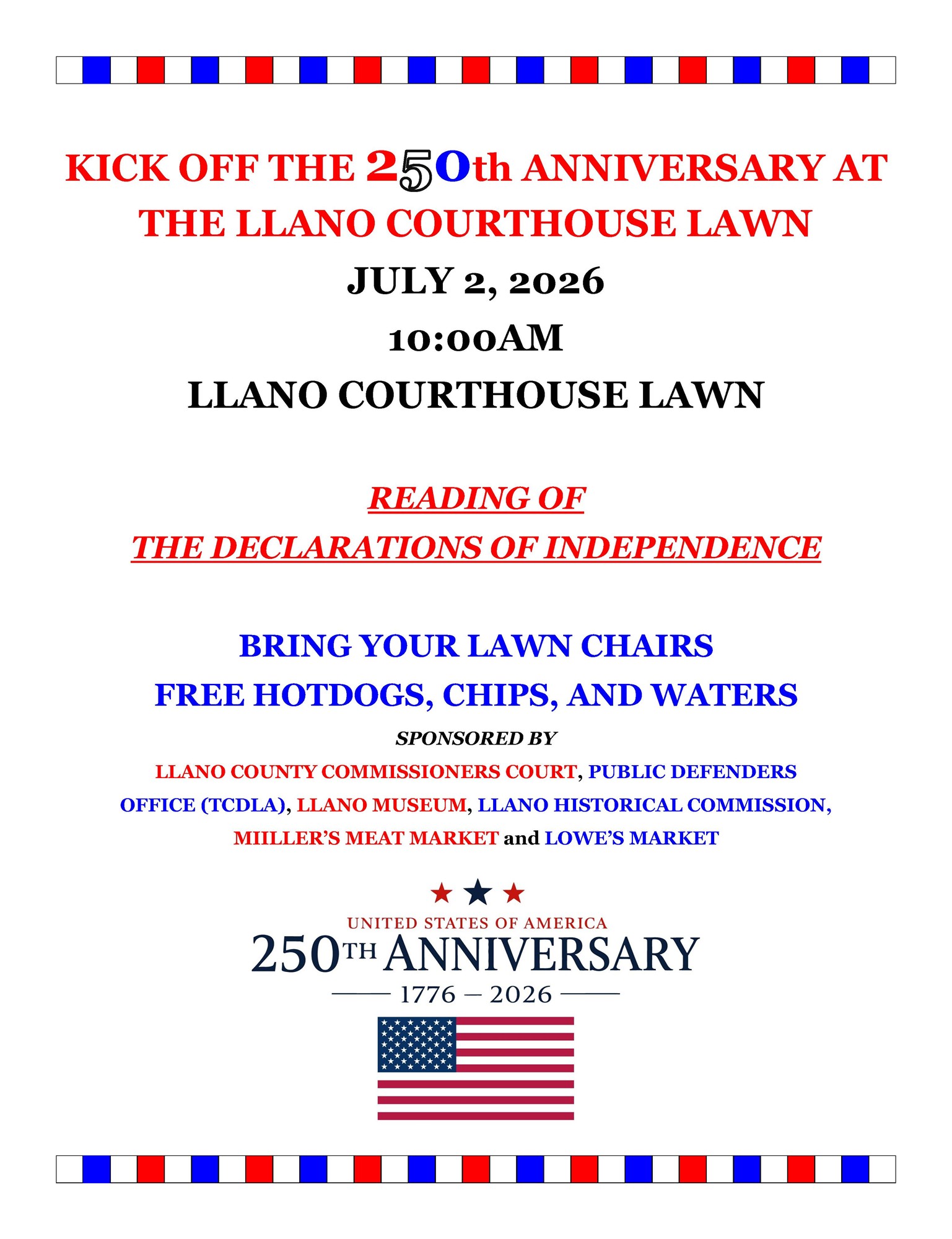 250TH USA Celebration Kick Off Flier